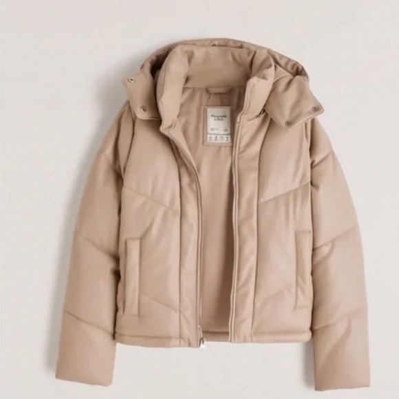 Abercrombie Faux Leather Crop Puffer size XS - Picture 3 of 6